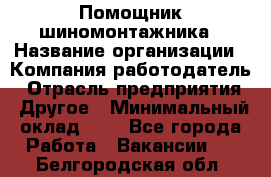 Помощник шиномонтажника › Название организации ­ Компания-работодатель › Отрасль предприятия ­ Другое › Минимальный оклад ­ 1 - Все города Работа » Вакансии   . Белгородская обл.